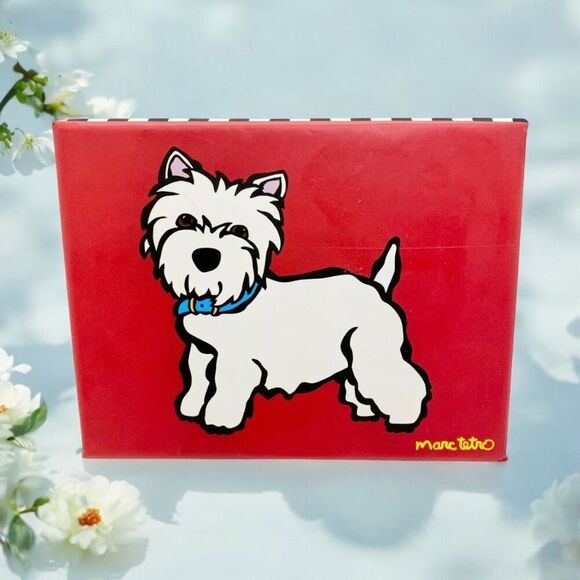 Marc Tetro Westie Wallet Dog Terrier Red Zip Vegan Leather w/ Wristlet *NEW* - Picture 4 of 6